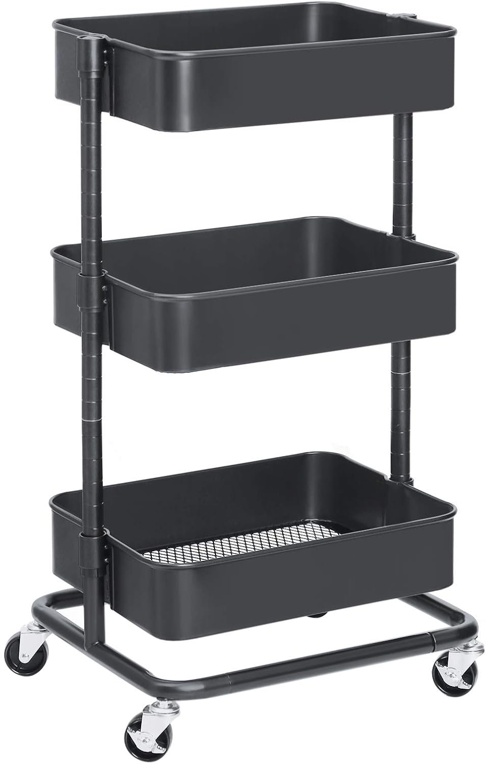 SONGMICS - Chariot 3 niveaux - hauteur réglable, freins, montage facile - BSC60GS