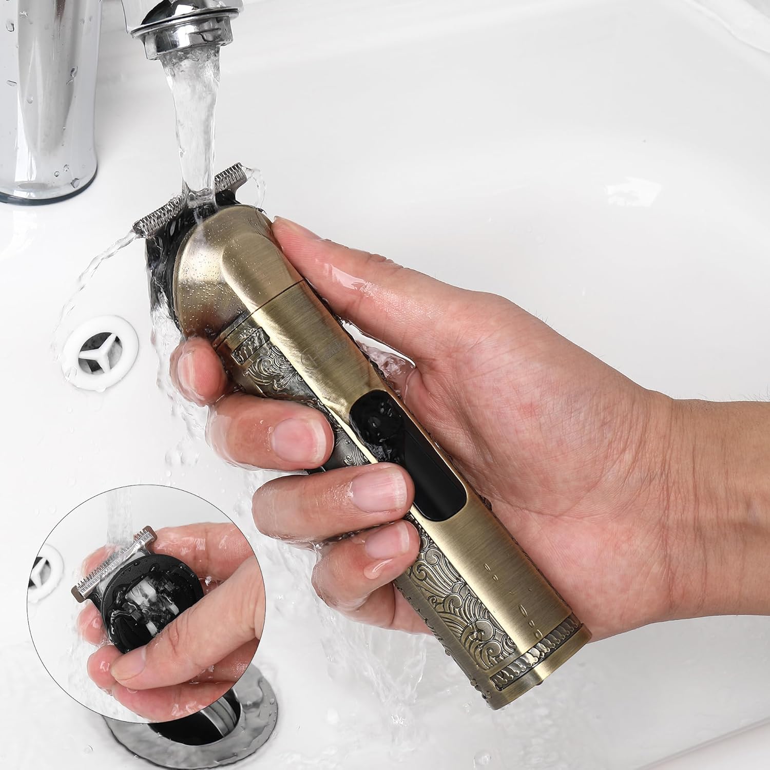 Hatteker - tondeuse barbe et cheveux 8 en 1 - lame en T, rasoir électrique, accessoires précision