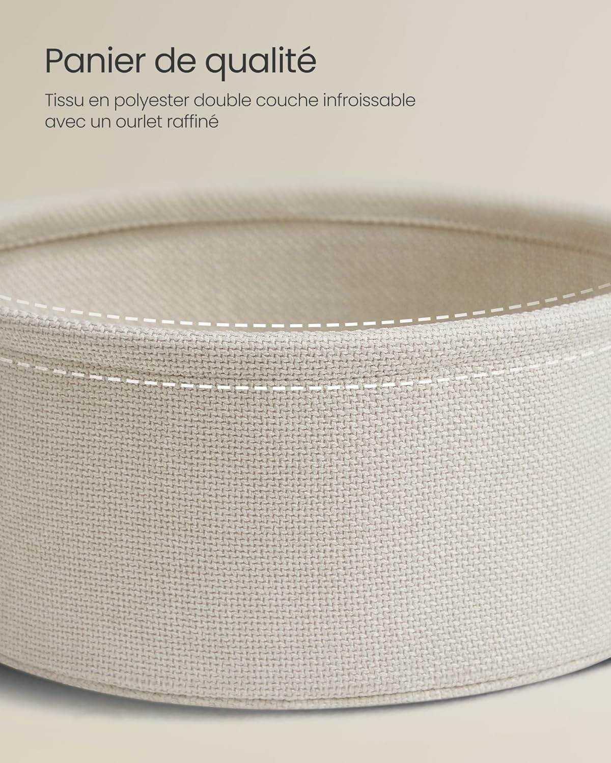 VASAGLE - Let228LL01 - table basse ronde, panier tissu, multiprise, design moderne, 50x45 cm