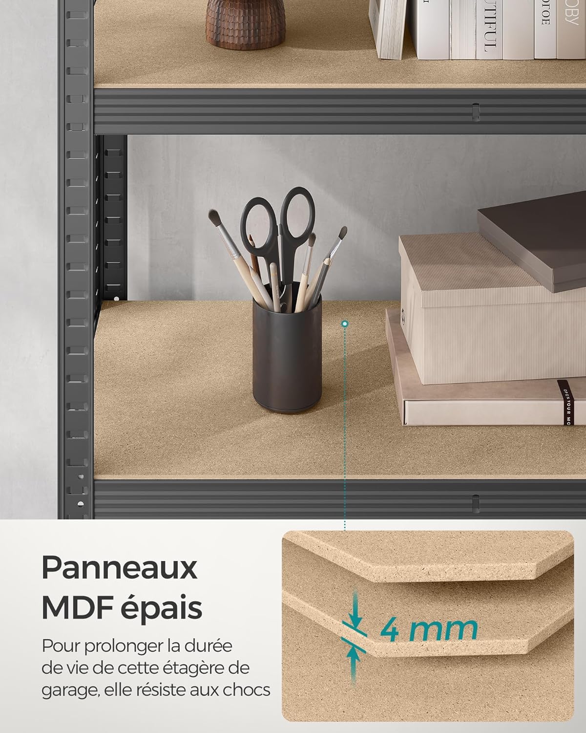 SONGMICS - étagère industrielle 60x120x200 cm, 5 niveaux, 750 kg, GLR060G02