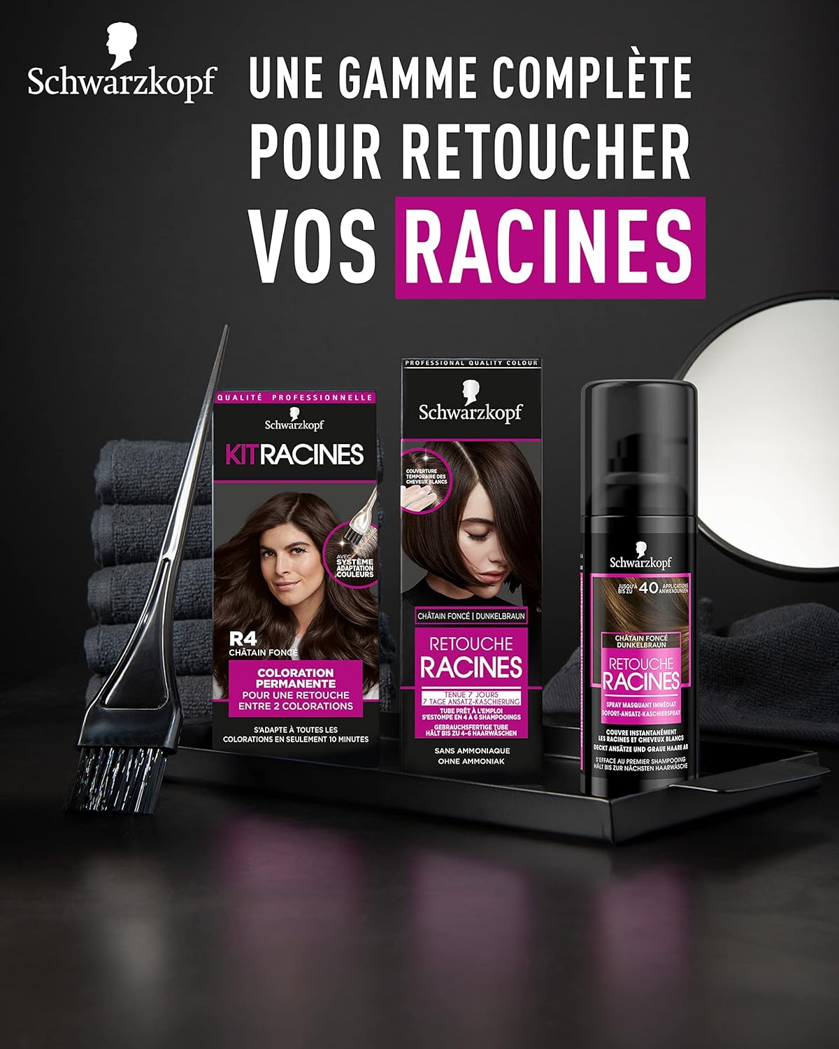 Schwarzkopf - Kit Racines permanentes - huile nourrissante - châtain doré R2