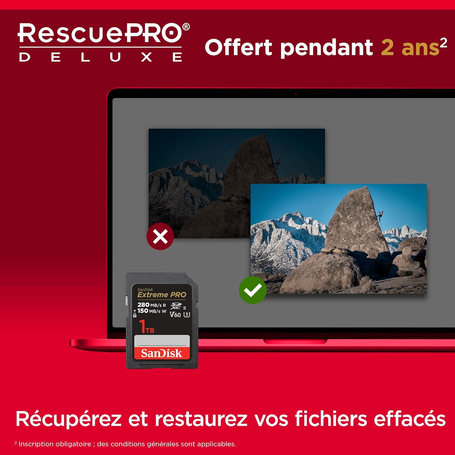 SanDisk - Extreme PRO SDXC - 1 To - 280 Mo/s, UHS-II, V60, RescuePRO Deluxe