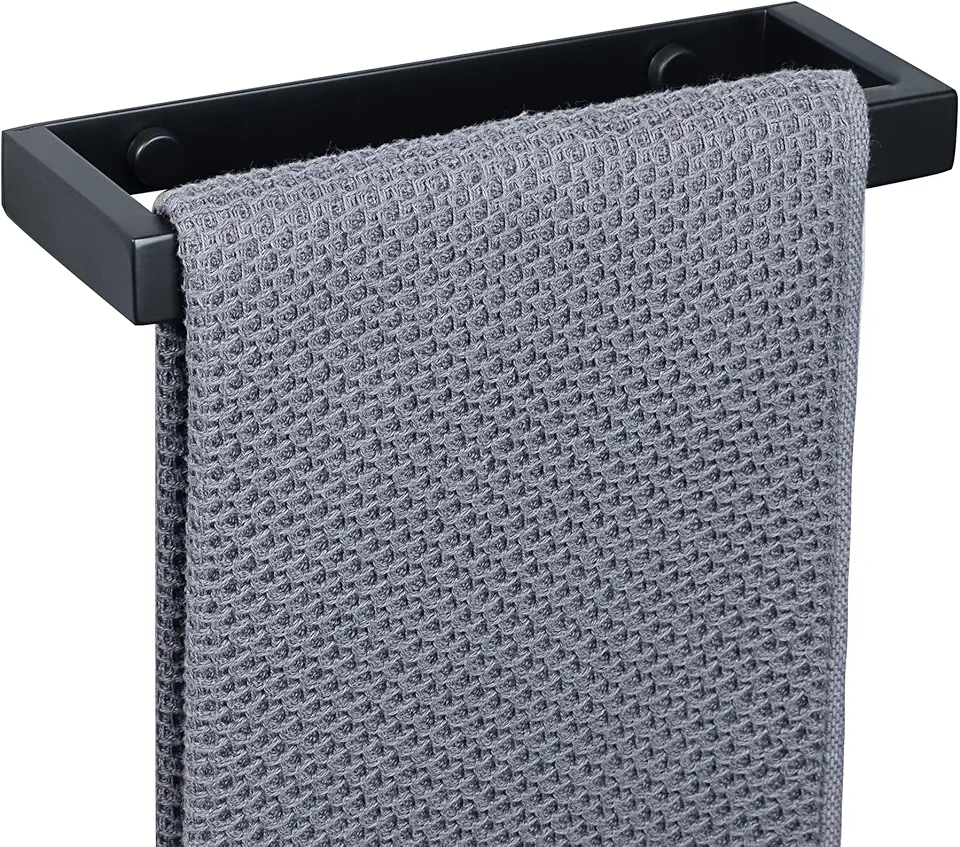 SAYAYO - Porte-serviette mural 20cm - inox noir, sans perçage, EGJF020-B-2023