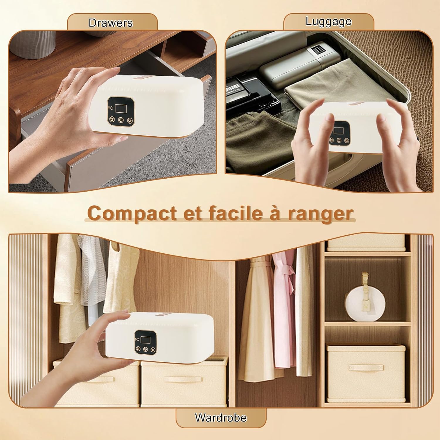 Sèche-linge portable - mini pompe à chaleur, 600 W, UV, sac séchage, minuterie, PTC, affichage LED