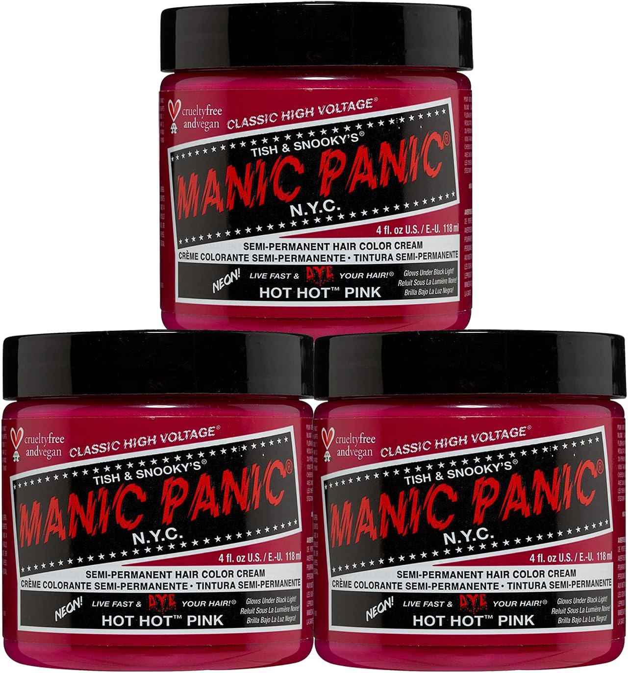 Manic Panic - Hot Hot Pink Classique - 3x118ml - végan, semi-permanente, sans cruauté