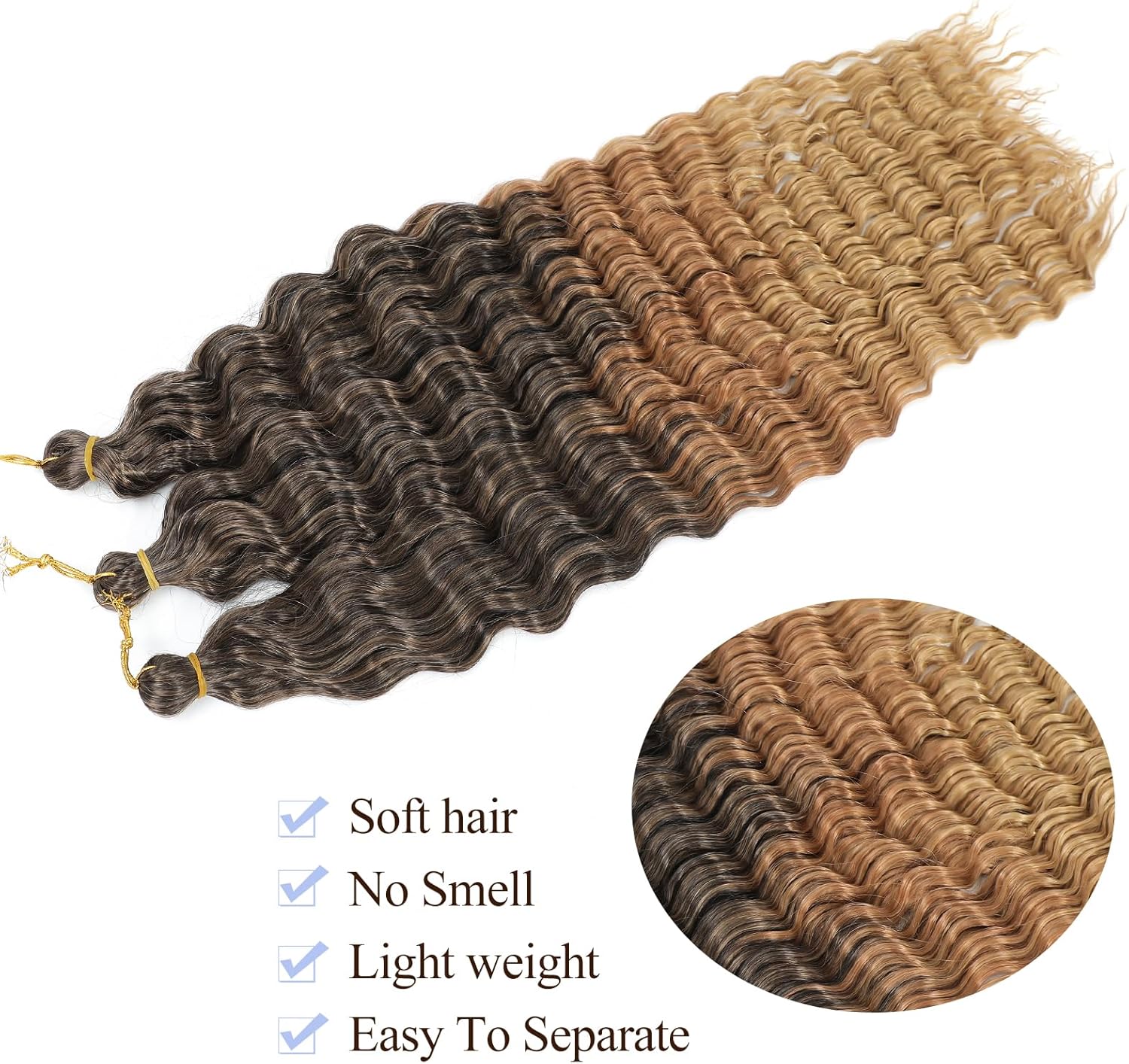 Extensions cheveux - Ocean Wave Deep Wave, 22 pouces, lot de 6, 1B/30/27#