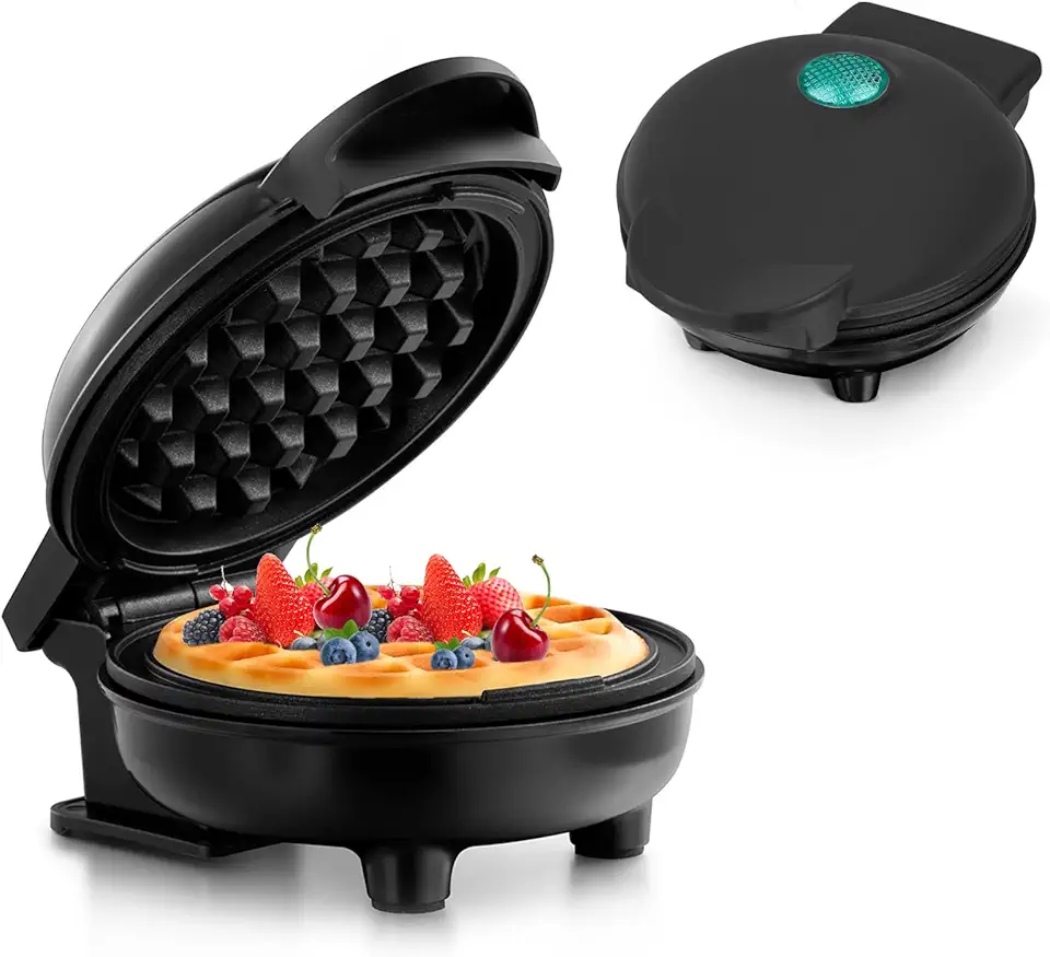 Mini gaufrier - rétro compact - surface antiadhésive, noir