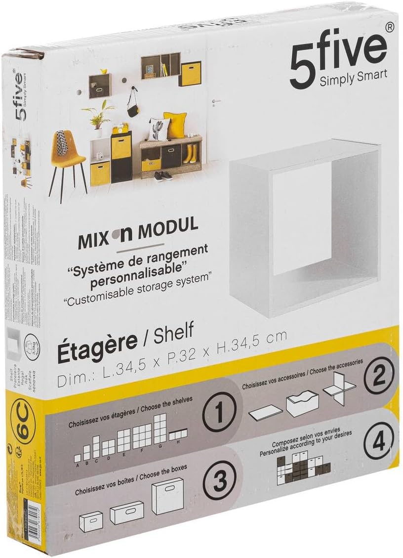 5five - Cube Mix N Modul - 34,5x32x34,5cm - Modulable blanc, rangement