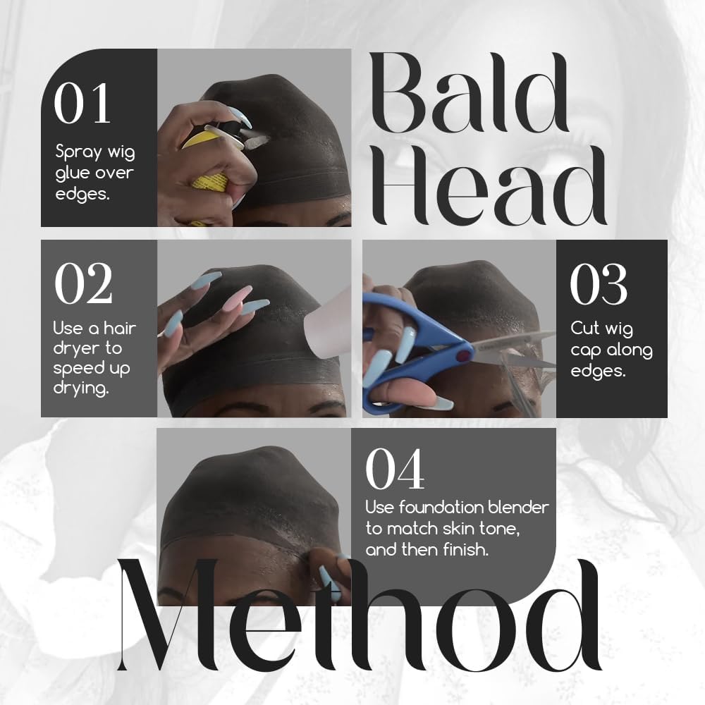 Dreamlover - Bonnet perruque HD ultra-fin - noir - 12 pièces, respirant