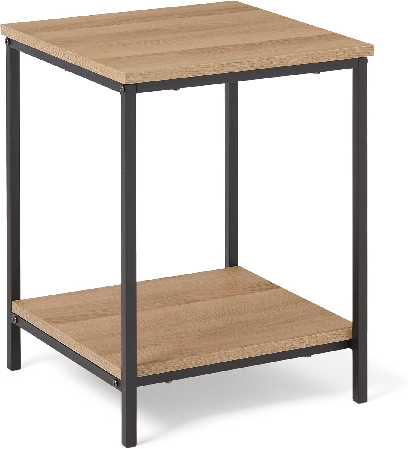 maxiidealz Basics - Table d’appoint carrée 40x40x51cm - chêne, étagère inférieure, cadre acier