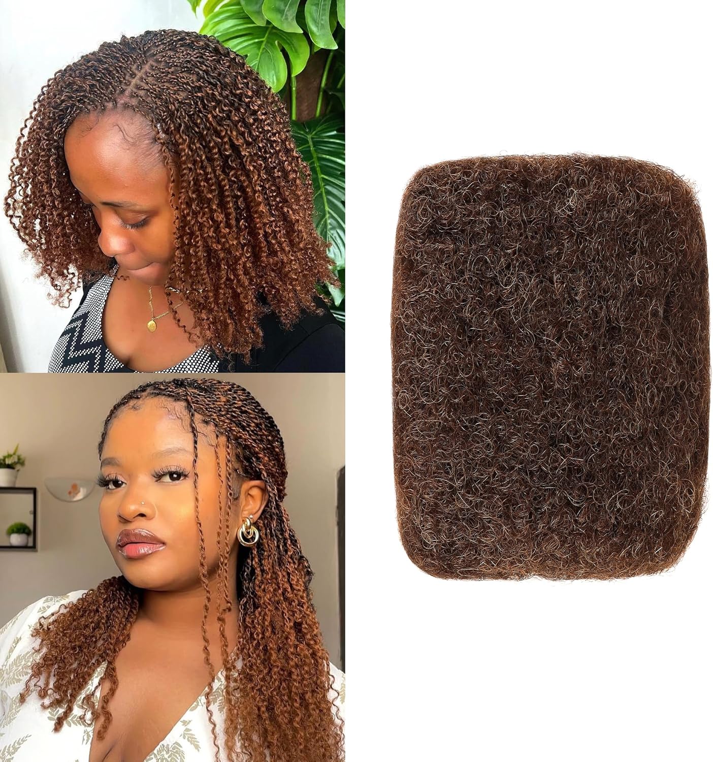 Extension Cheveux Naturel - afro kinky, 8 pouces, 1 paquet, 4 Light Brown