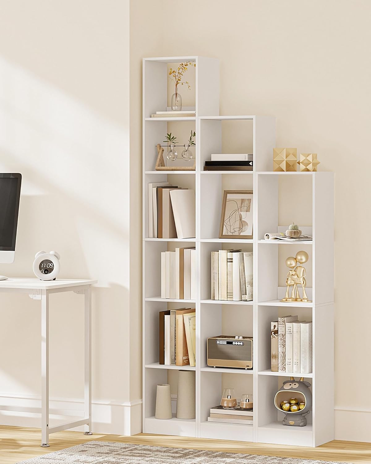 Hzuaneri - étagère scandinave, 24x30x184,4cm, blanc BC09603X