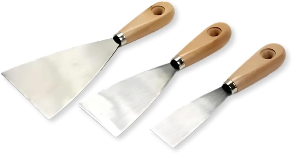 Parence - Spatules bricolage bois/acier carbone - 3 tailles - enduit, lissage, décapage