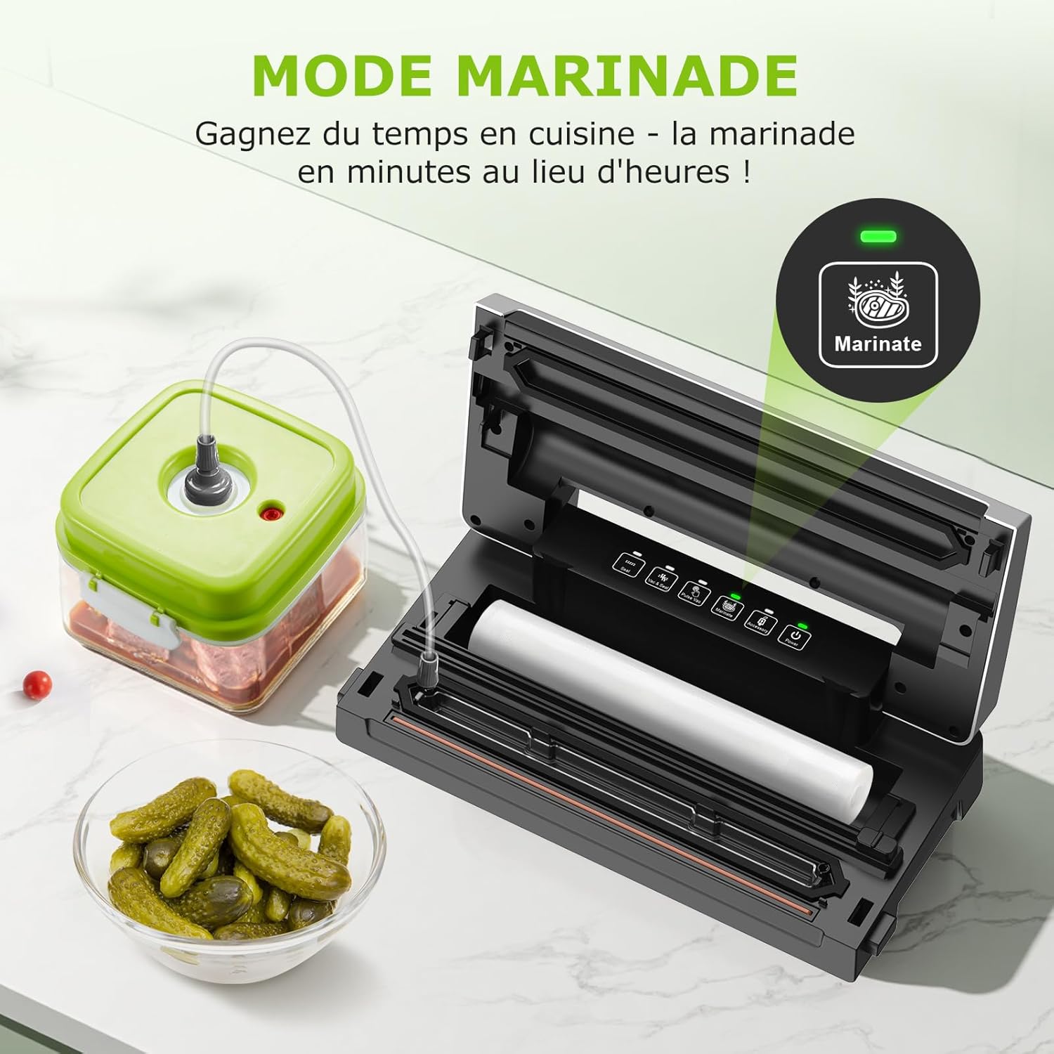 Bonsenkitchen - VS3000 - machine sous vide, 5 modes, cutter, 10 sacs