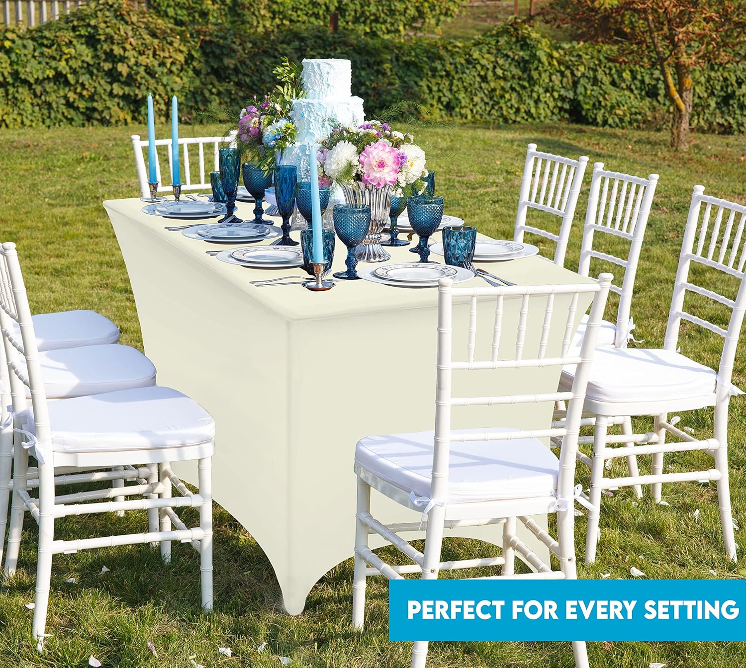 Utopia Kitchen - nappe extensible - 122 cm - polyester/spandex, lavable, infroissable, lot de 2