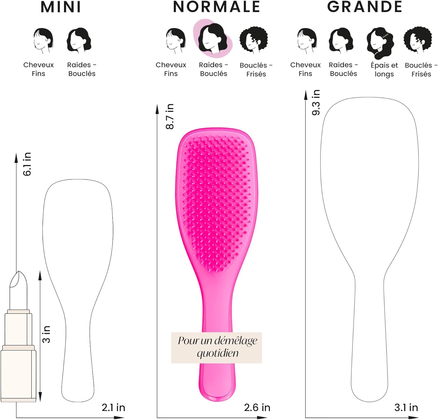 Tangle Teezer - Ultimate Detangler - picots deux niveaux, démêle sans casse, cheveux secs ou mouillés, 25x6 cm