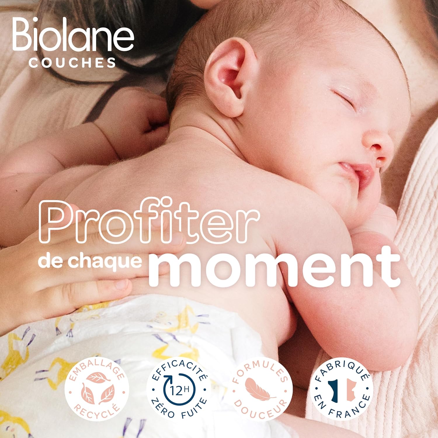 Biolane - Couches bébé Taille 6 - 16kg+ - Ultra absorbantes, 12h au sec, pack 1 mois, 120 couches