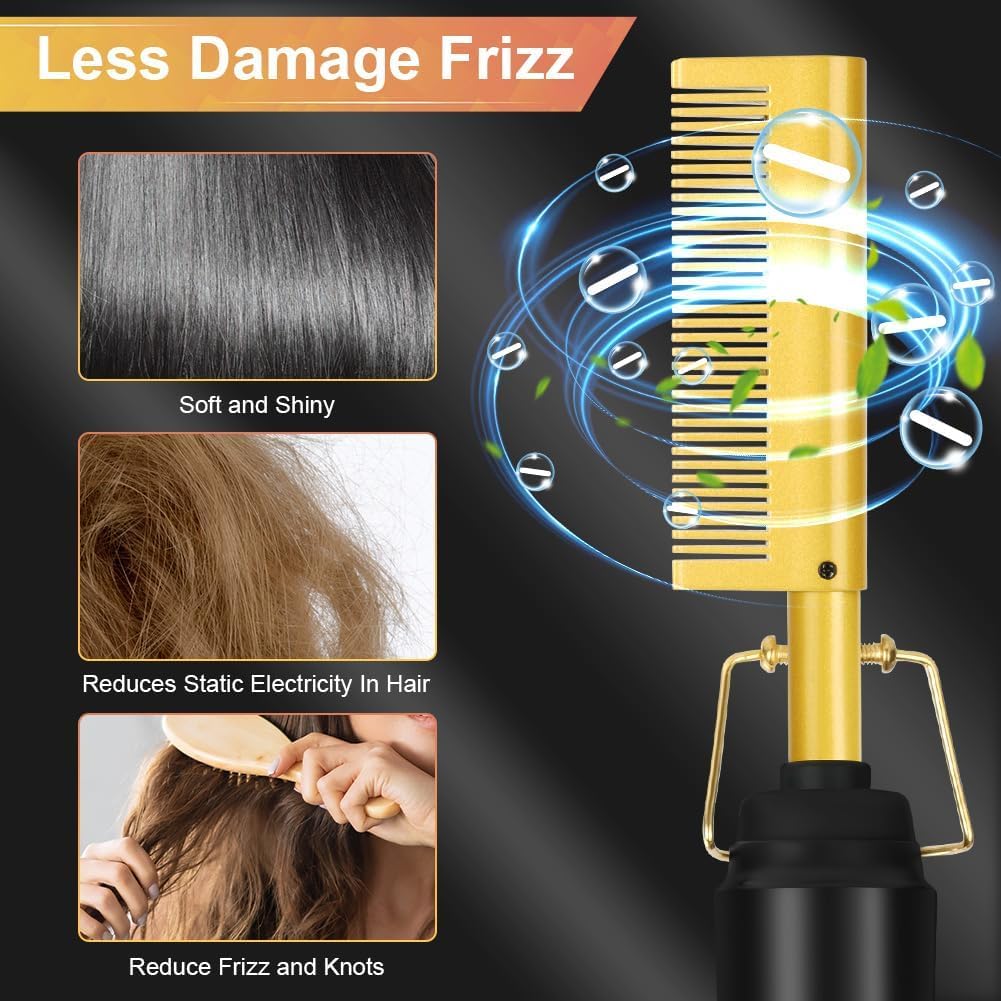 Flintronic - 2 en 1 Peigne chauffant céramique - 160-200°C - Chauffe rapide, barbe et perruque