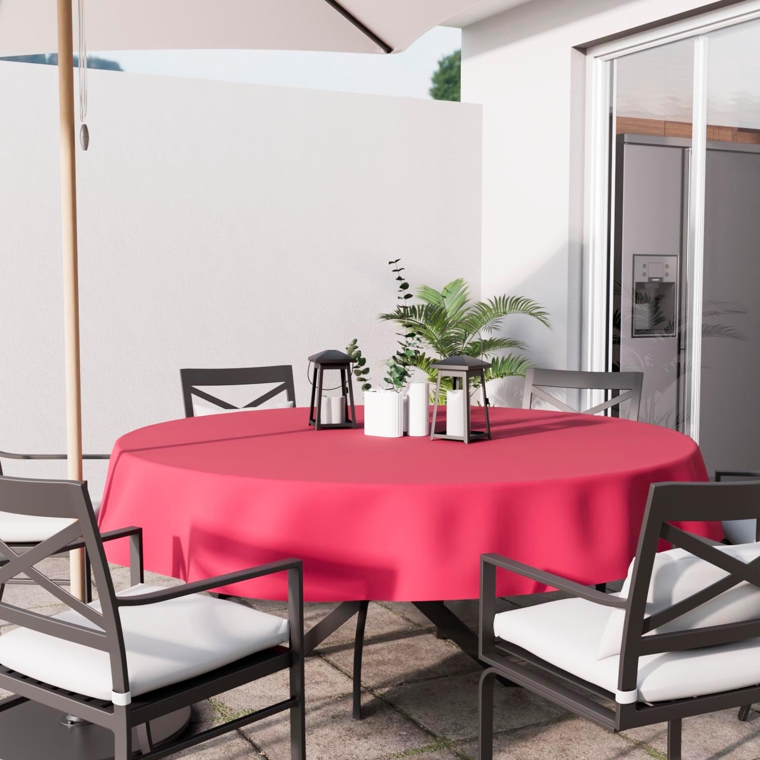 Soleil d'Ocre - Nappe Ronde Framboise 180cm - Anti-tâches Polyester