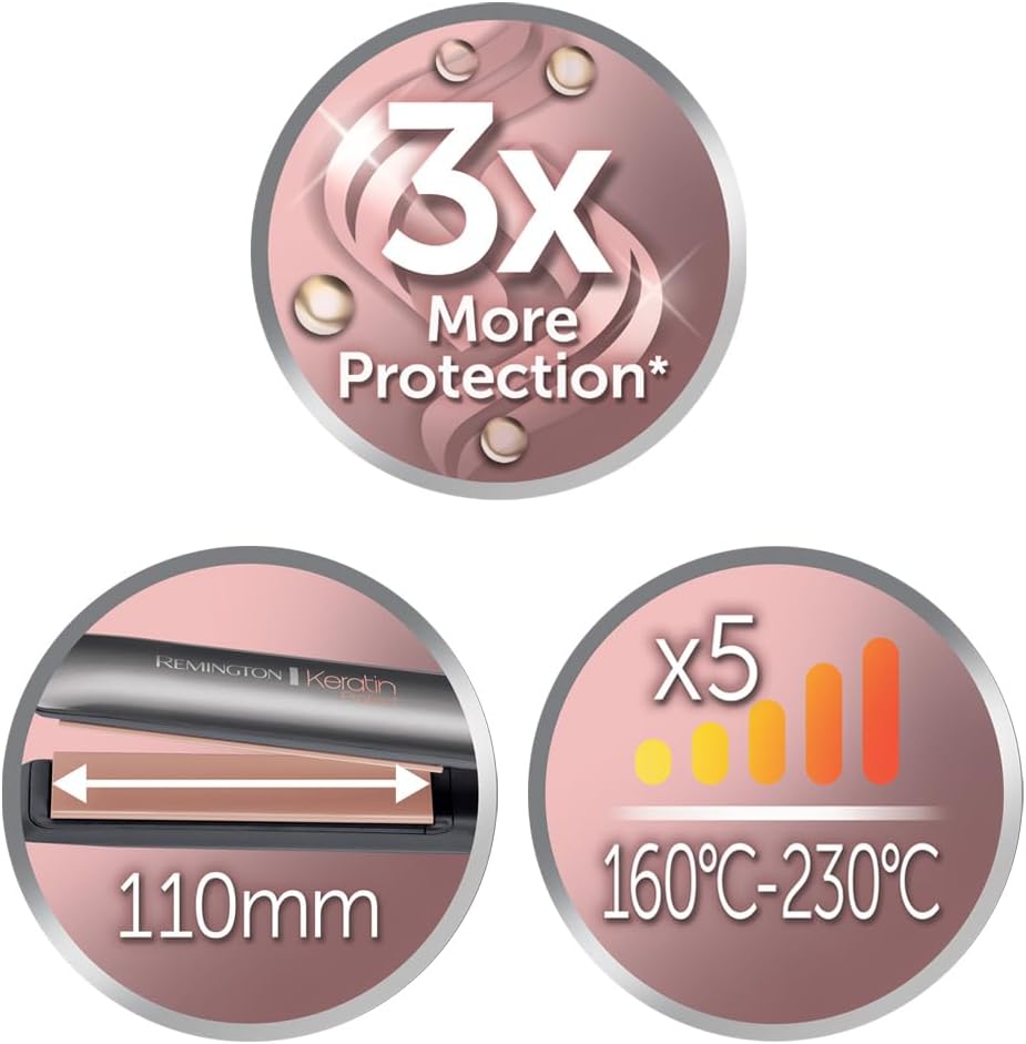 Remington - Lisseur Keratin Protect - céramique, capteur intelligent, écran LCD, soin kératine & huile d'amande - S8598