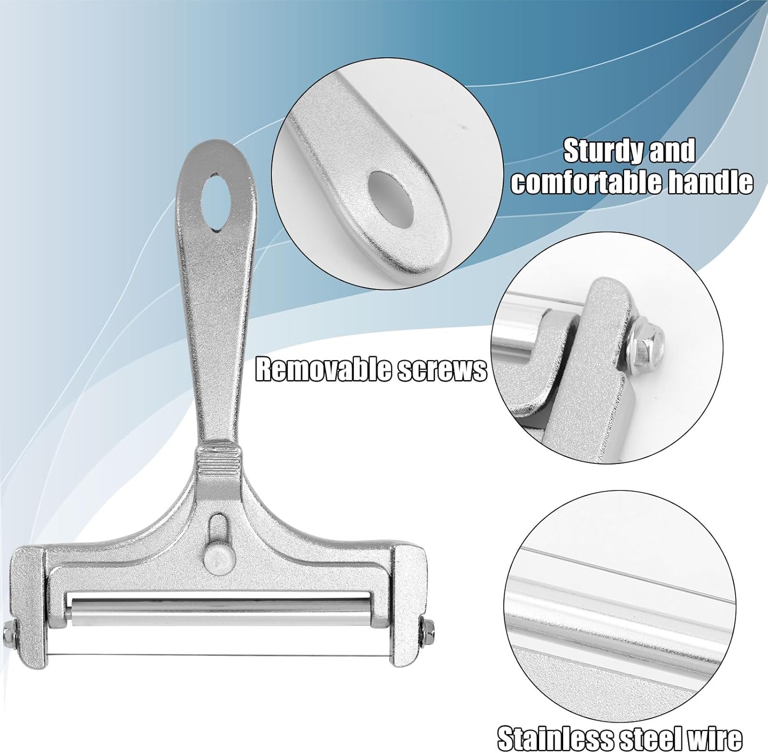 Gosknor - trancheuse à fromage inox - portable, 8 fils de rechange
