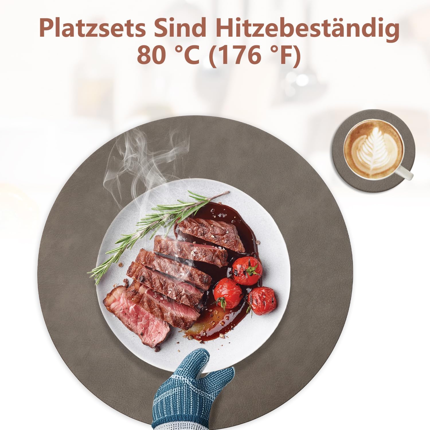 Set de table - cuir PU double face - 36x36cm - lavable, antidérapant, lot de 6