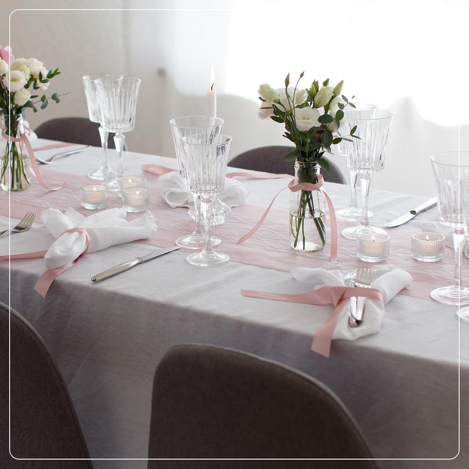 100%Mosel - Chemin de table non-tissé, blush rose - 30x2500cm - déco fêtes