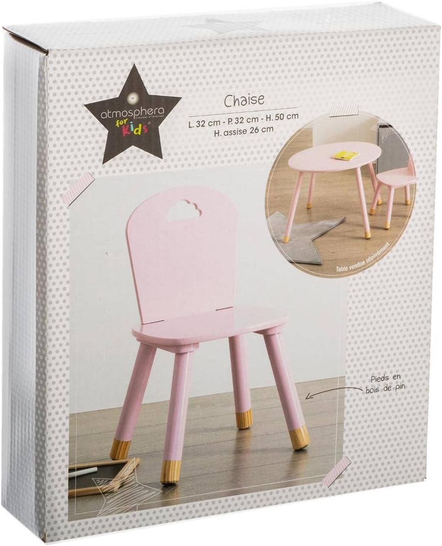 Atmosphera - chaise enfant Douceur rose - compacte et confortable