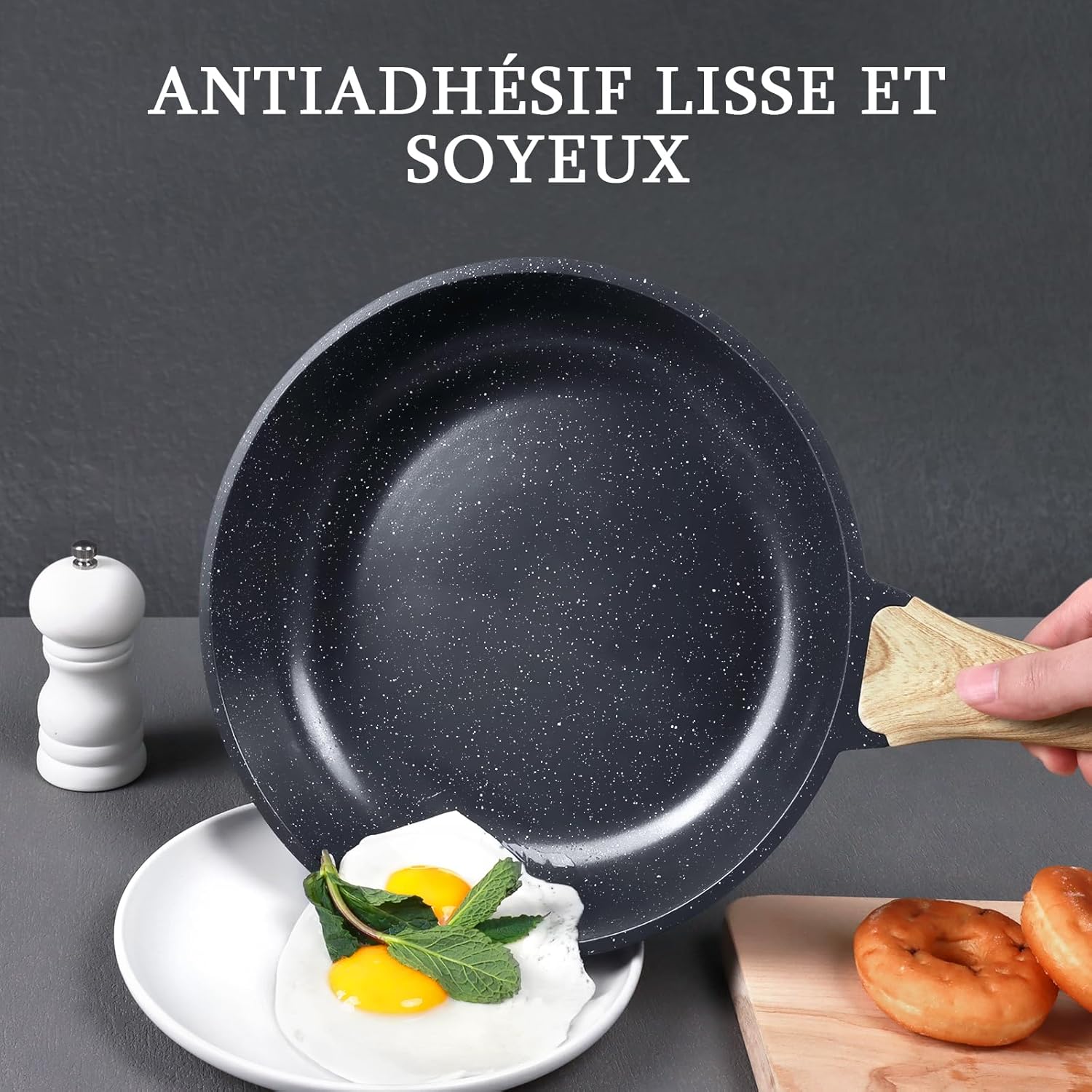 GiPP - poêle à frire granit 30cm - antiadhésive, induction, sans PFAS