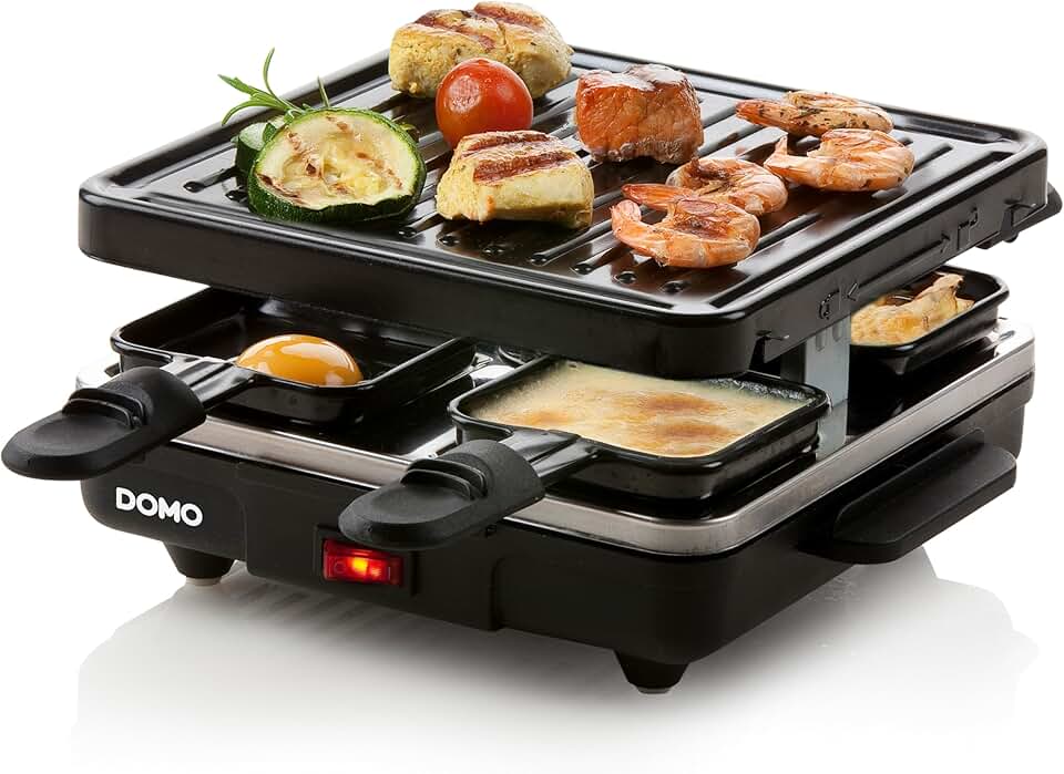 DOMO - Raclette-gril 4 pers, 600W, poêlons antiadhésifs, nettoyage facile - DO9147G