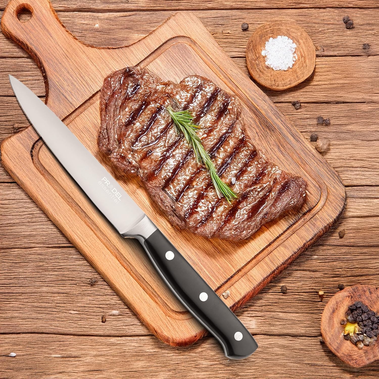 Set de couteaux steak - Blason, 4 pièces, inox 13C, finition satinée, noir