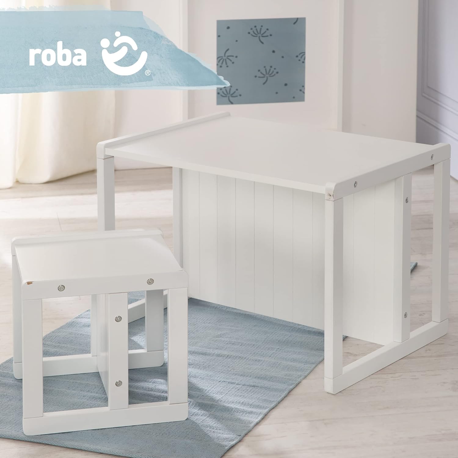 Roba - chaise enfant réversible 3 hauteurs - 30x30cm - 60kg max, style campagne