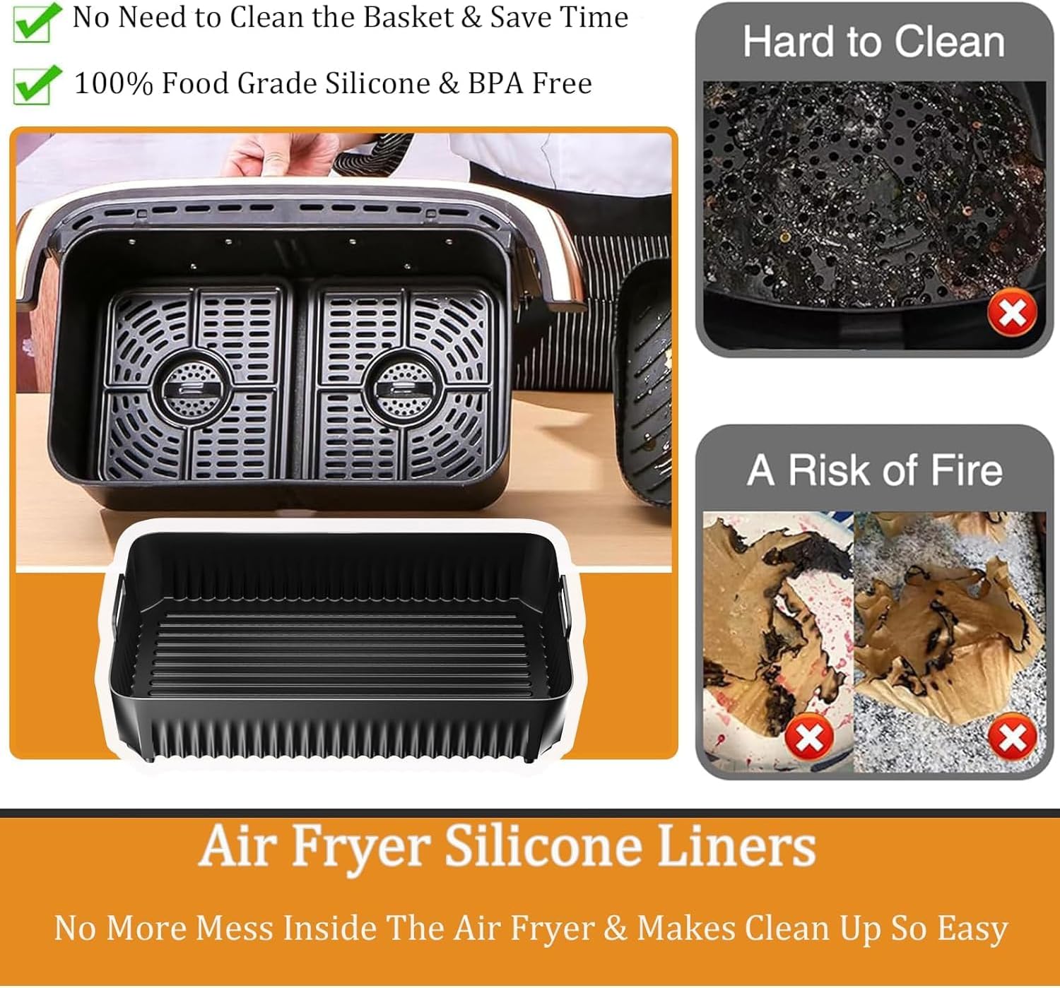 Moule silicone air fryer compatible Ninja Foodi Flex, 10,4L, résistant, AF500EU