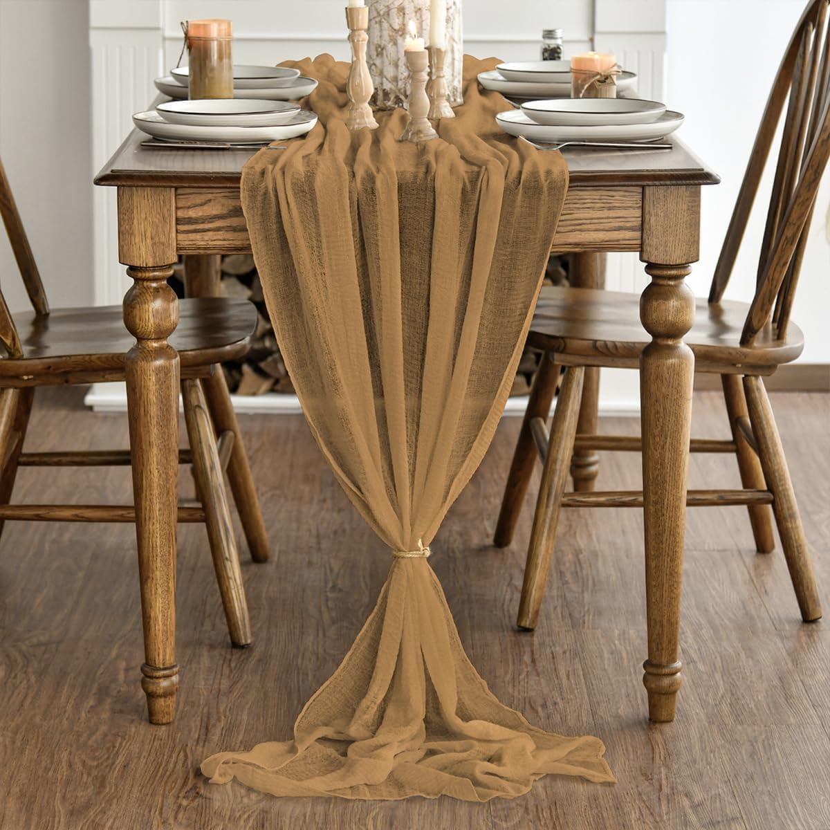 Artoid Mode - Chemin de table bohème - 300 cm - gaze de coton jaune