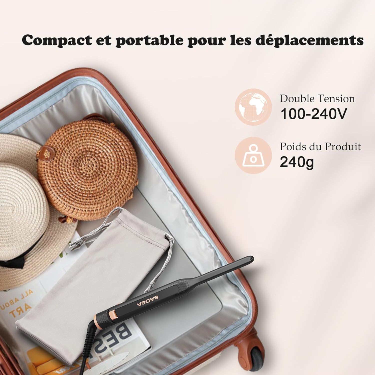 SAOSA - Mini Lisseur 2-en-1 - Compact - Céramique, 90°C-210°C, double tension