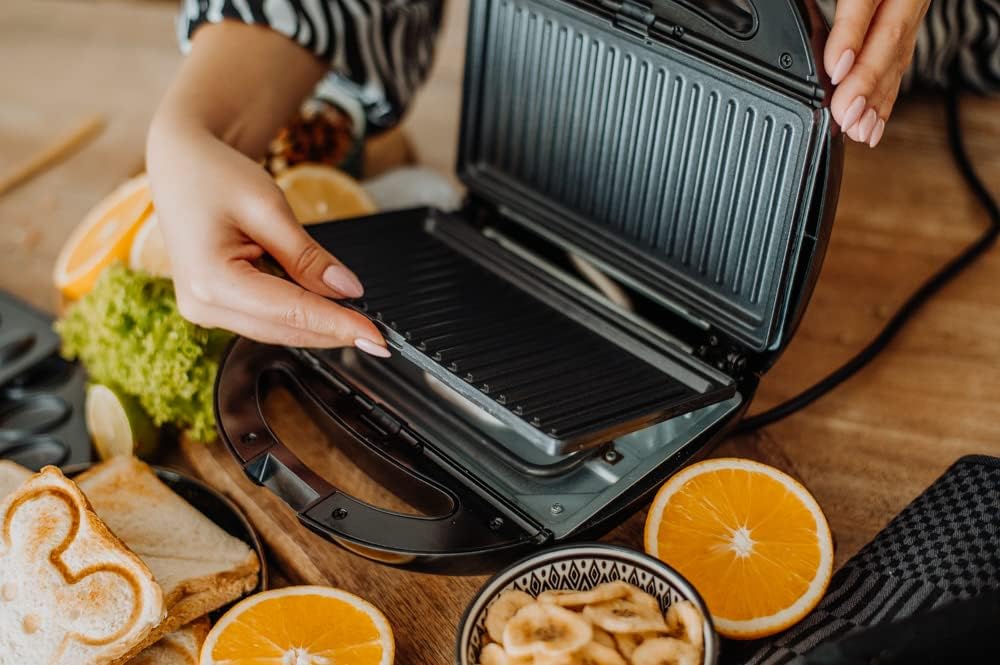 Lehmann - Sandwichmaker 5en1 - 800W - plaques antiadhésives, multi-formes