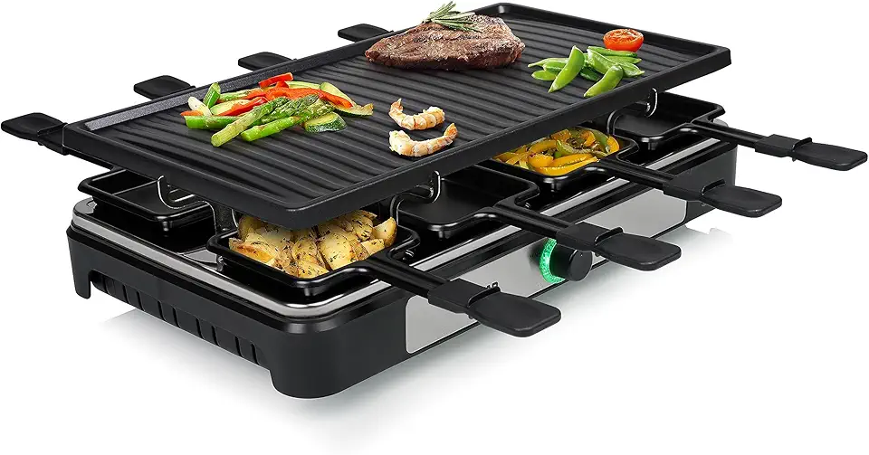 Tristar - Raclette 8 personnes, 42x23 cm, thermostat réglable, RA-2746