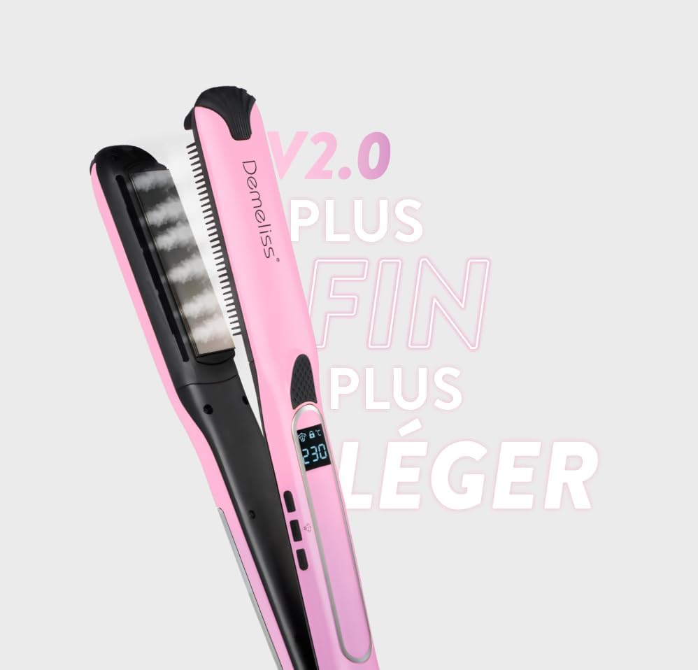 Demeliss - Titanium V2.0 - plaques fines flottantes - vapeur puissante - lisseur/boucleur