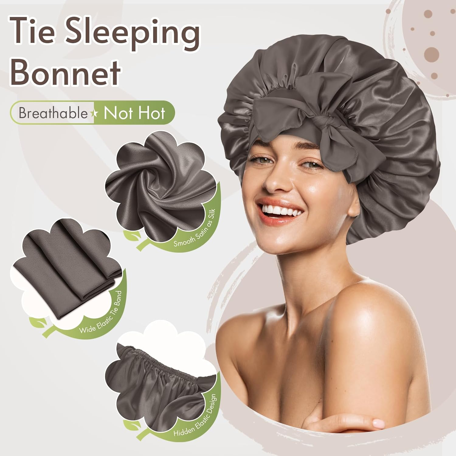 BONNET QUEEN - bonnet satin ajustable moyen - élastique long cheveux
