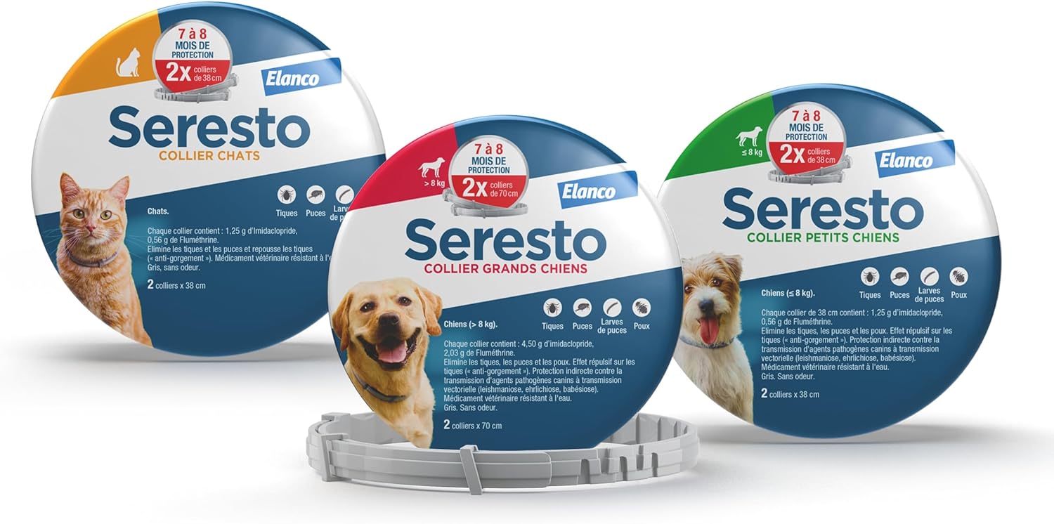 Seresto - Collier grands chiens - 70 cm - anti-puces/tiques, 8 mois protection