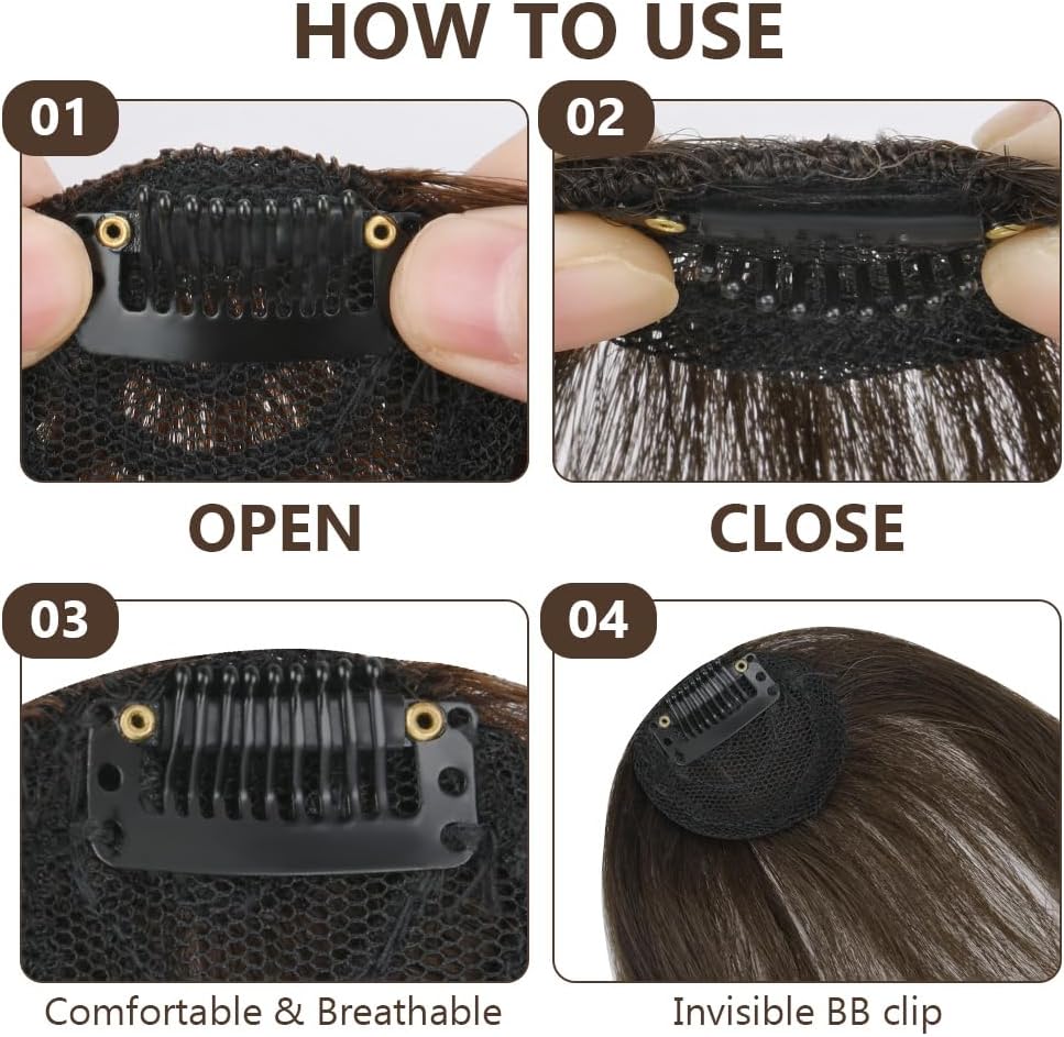 LOPHE - extensions à clipser - frange incurvée brun noir - transformation rapide