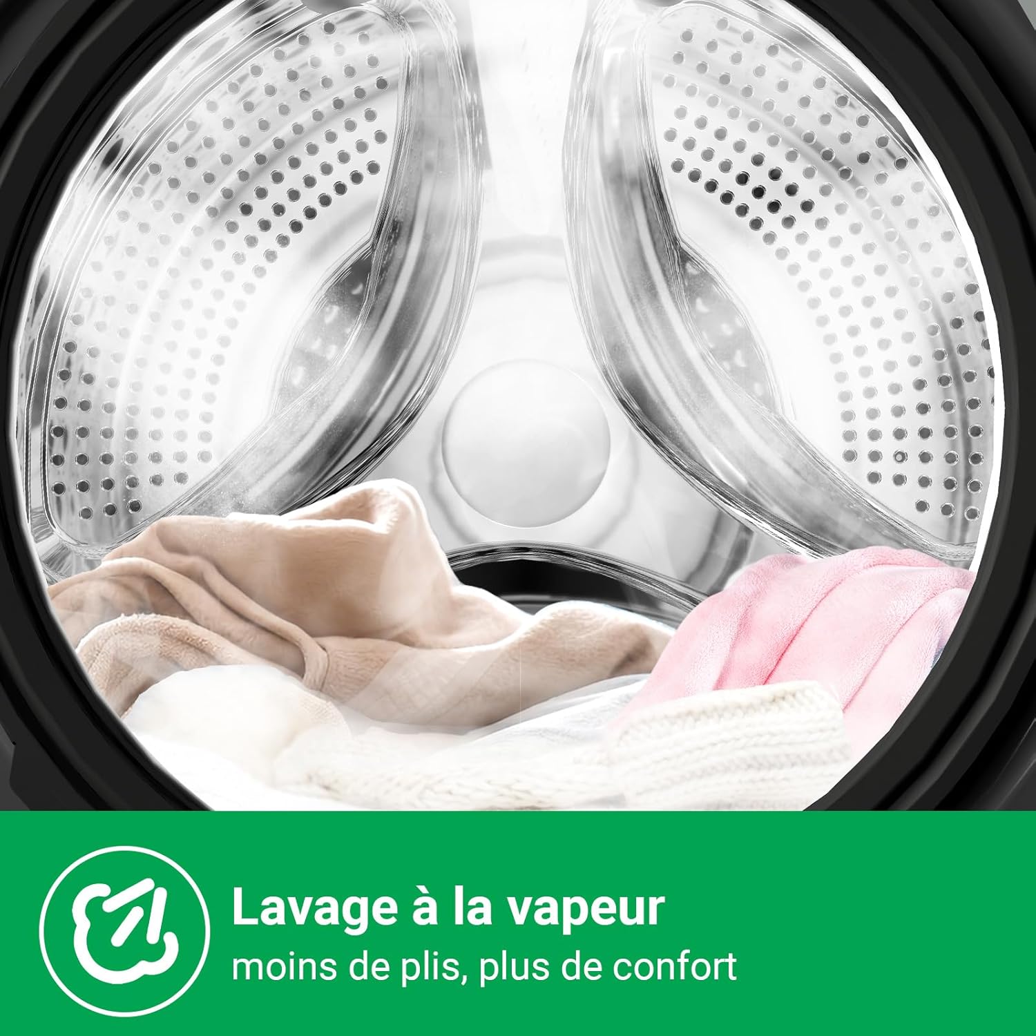 CHiQ - lave-linge frontal 8 kg, moteur inverter, 1400 tr/min, vapeur, CFL80-14586IM3XA