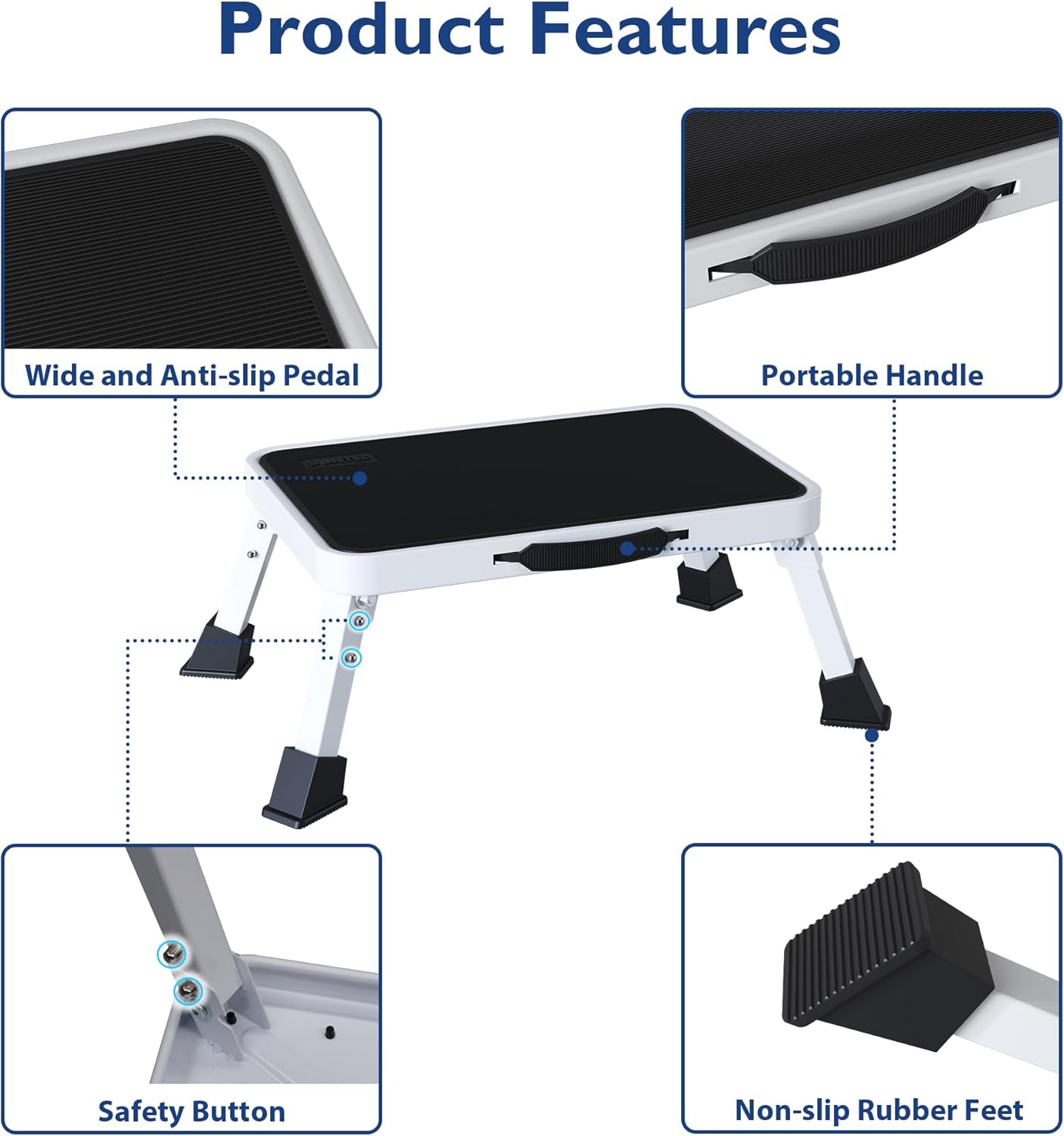 BONTEC - marchepied pliable métal - compact - 150kg - marches antidérapantes