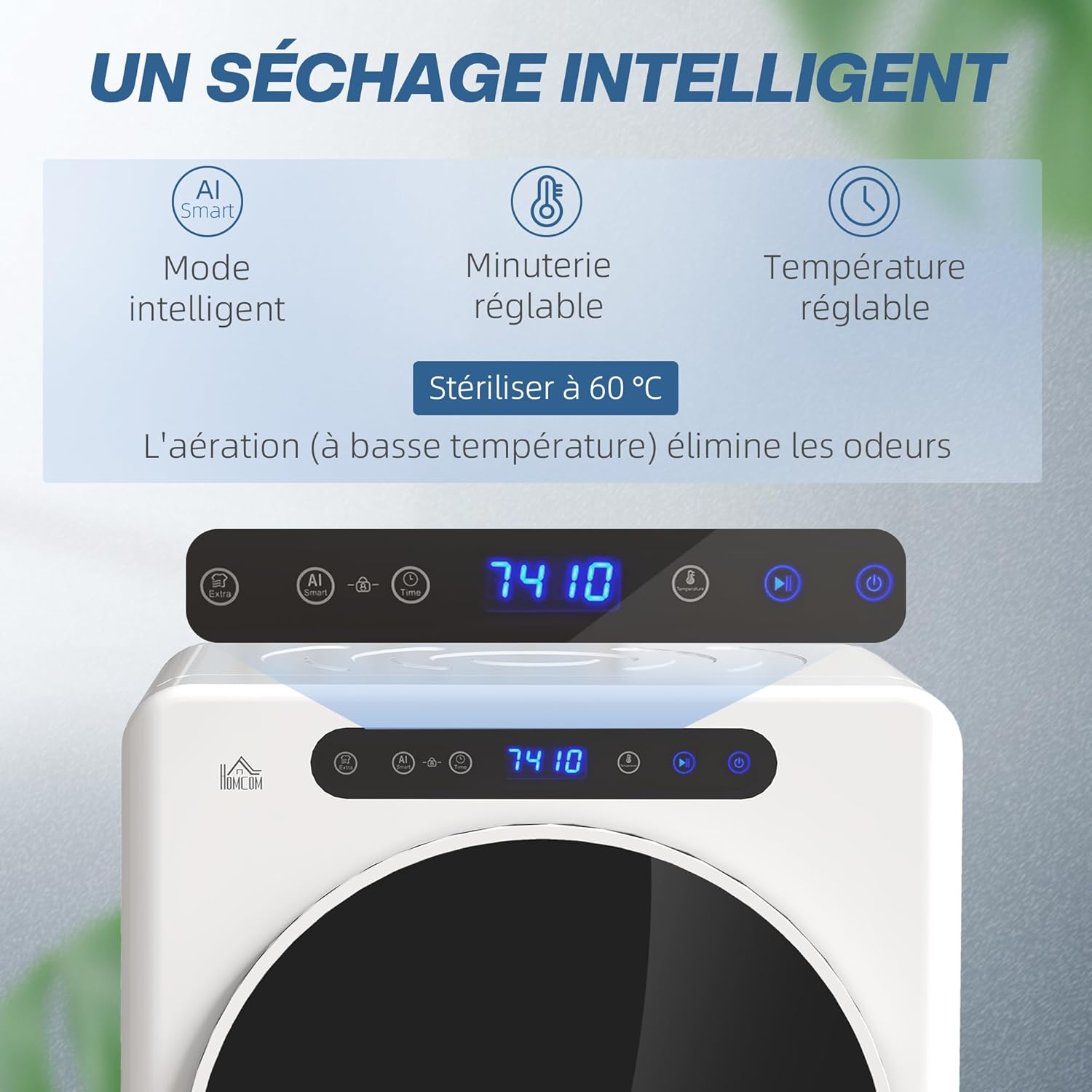 HOMCOM - sèche-linge compact 3 kg, 1000 W, 6 programmes, charge frontale