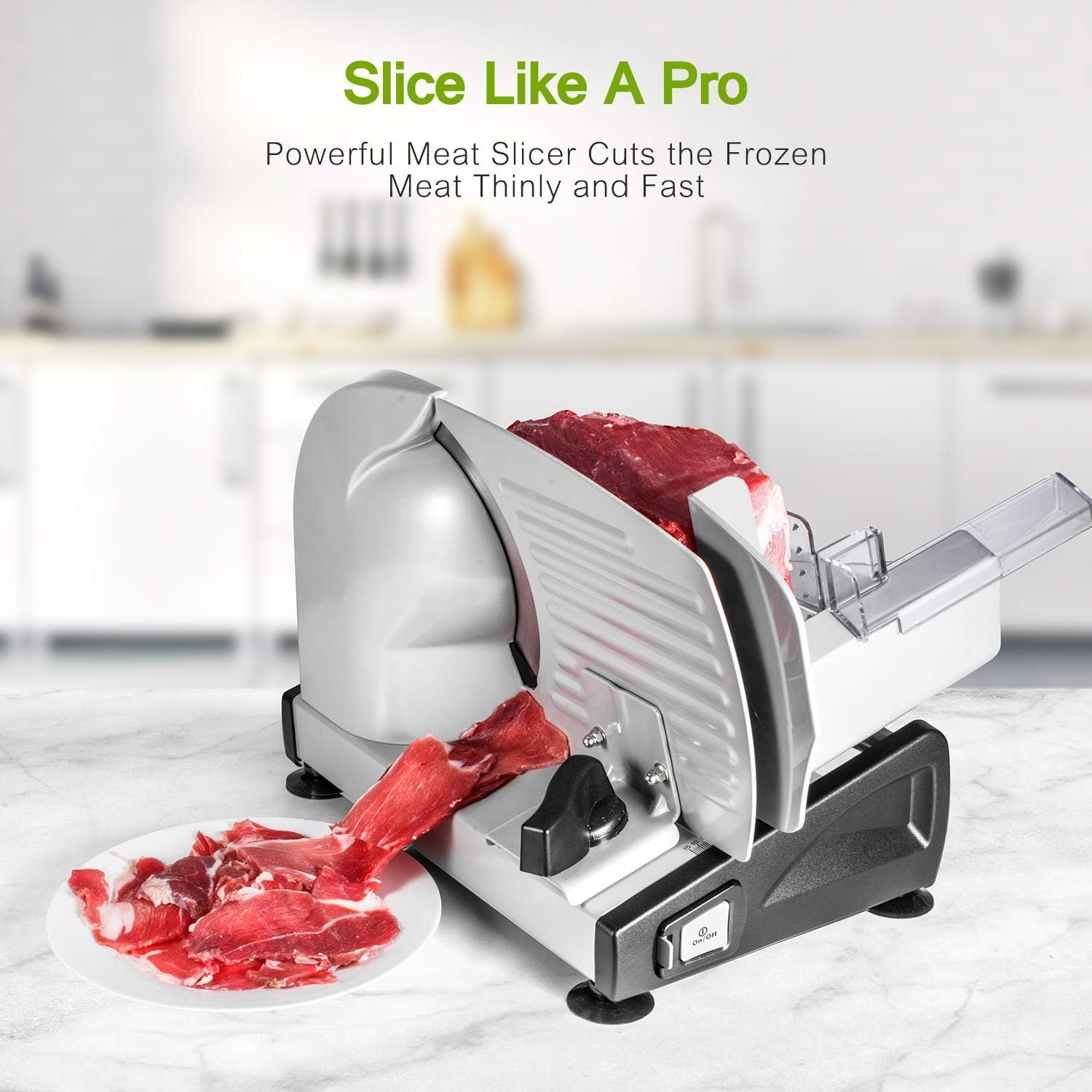 Trancheuse électrique - lame inox, épaisseur 0-15mm, 150W, sécurité enfants