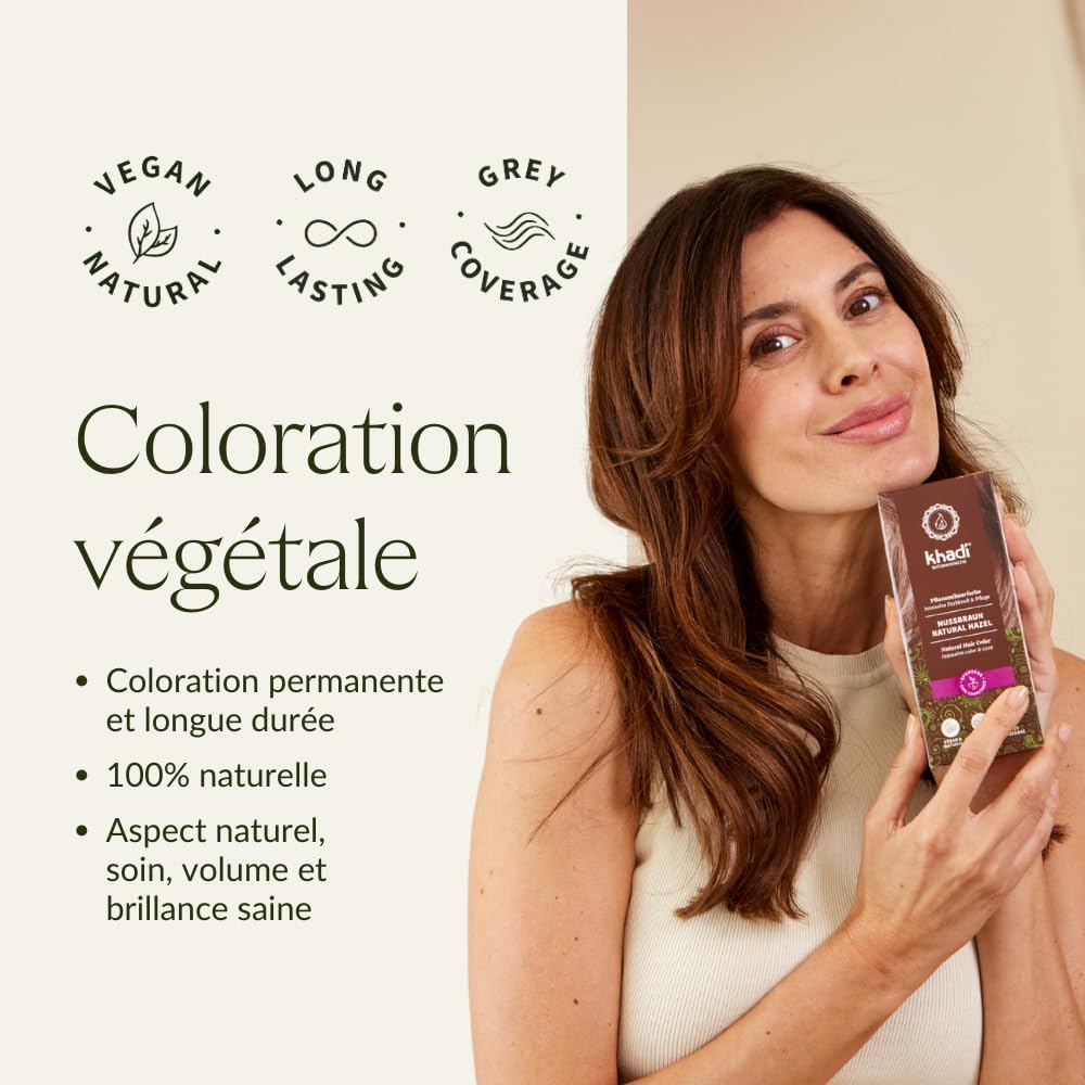 Khadi - coloration végétale châtain noisette - 100g - naturel, brillance