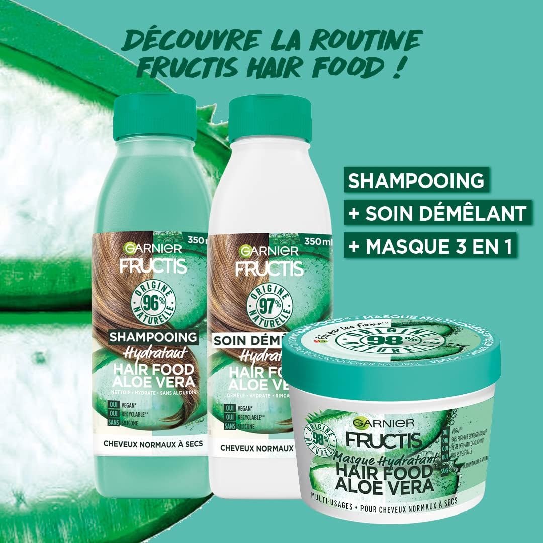 Garnier - Fructis Hair Food Soin Démêlant - 350ml x3 - hydratant aloe vera cheveux secs