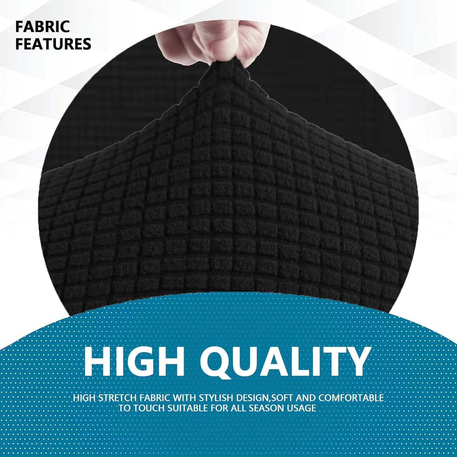 Housse canapé 1 place - extensible - noir - antidérapante, anti-tache