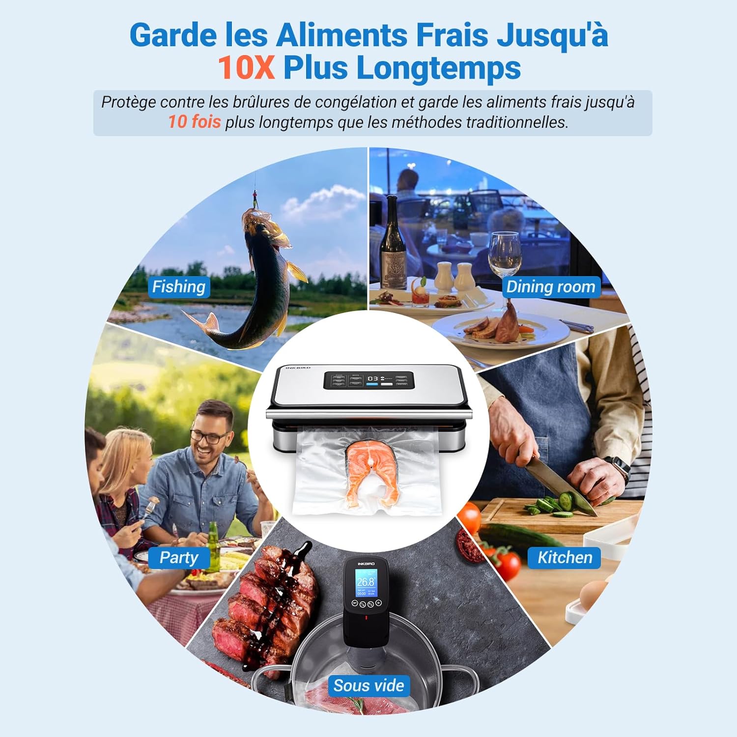 INKBIRD - Machine sous vide pro 20L/min, 160W, modes humides/sec