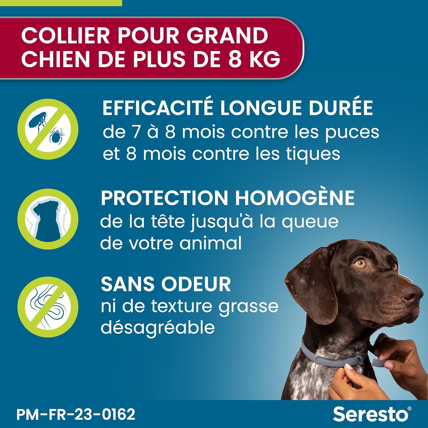 Seresto - Collier grands chiens - 70 cm - anti-puces/tiques, 8 mois protection